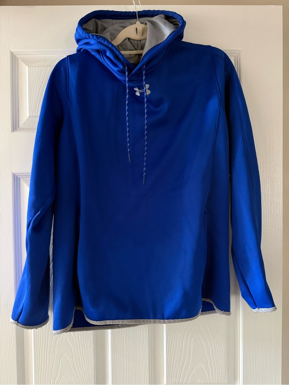 Under Armour Gray and Blue ColdGear Hooded Pullover Medium